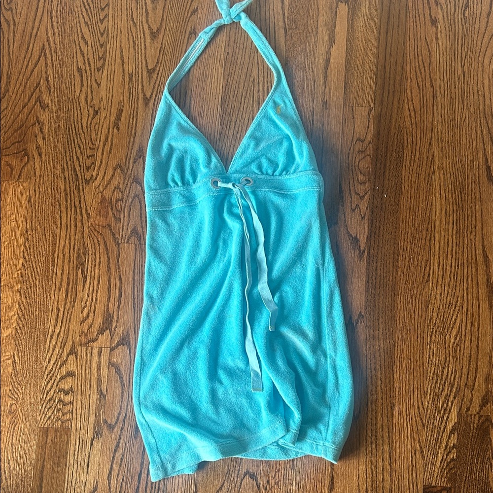 Ralph Lauren Medium Terry Turquoise Halter Neck Dress